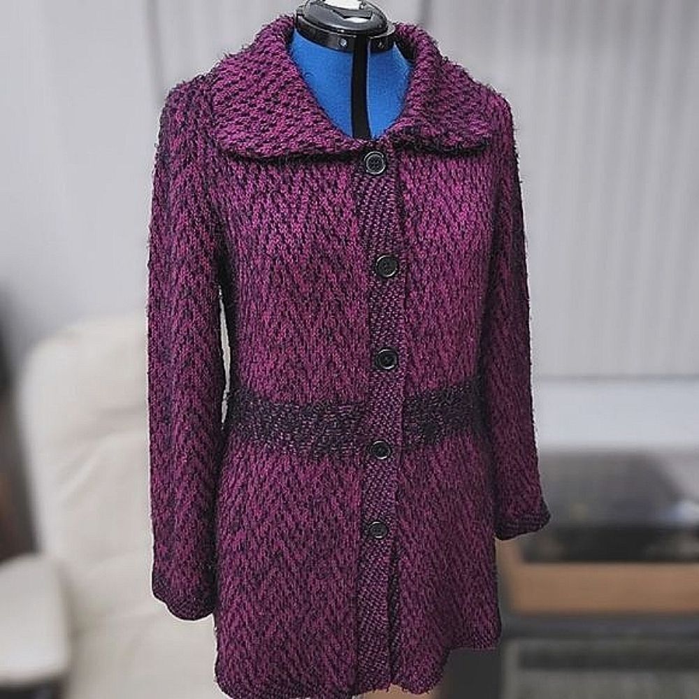 Bailey purple longline fuzzy sweater jacket size M